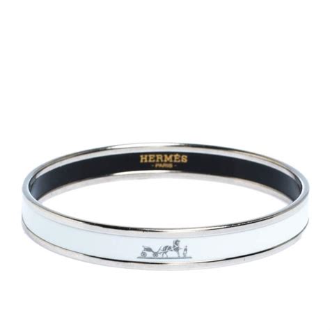 hermes luxury print enamel palladium caleche narrow bangle bracelet|Hermès Calèche Narrow Enamel Bracelet .